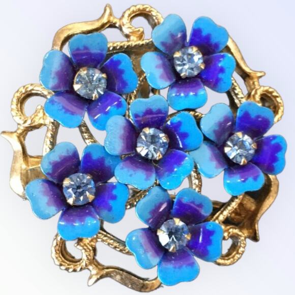 Avon Vintage Blue  Forget Me Not Love Blossom Set Convertible Brooch  Earring - Picture 2 of 7